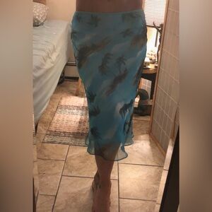 Forever 21 pencil silk linen skirt palms SM